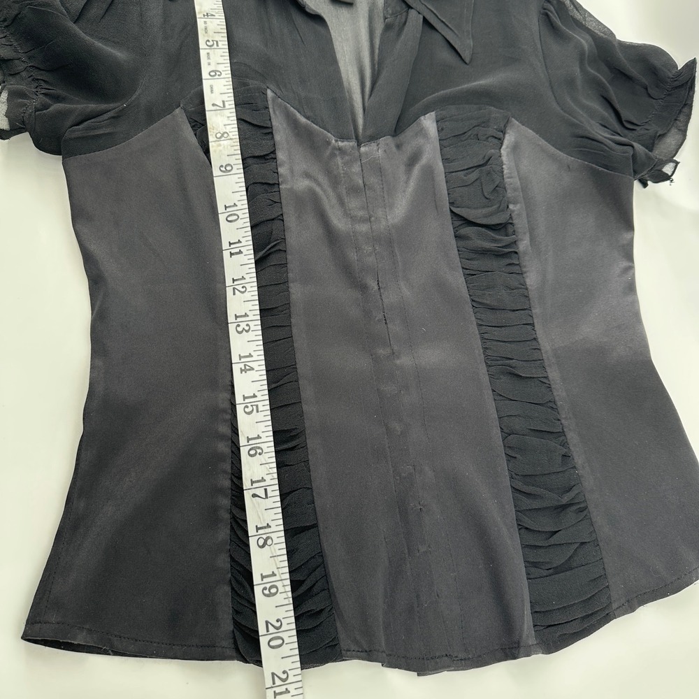 VTG Y2K INC Sheer Ruffle Top Whimsigoth‎ Romantic Mixed Media Fairy Grunge 4P - Picture 6 of 10